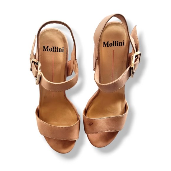 MOLLINI Martyne Nude Leather platform block heels UK 6 / AU 8 / EUR 39 - Picture 7 of 13